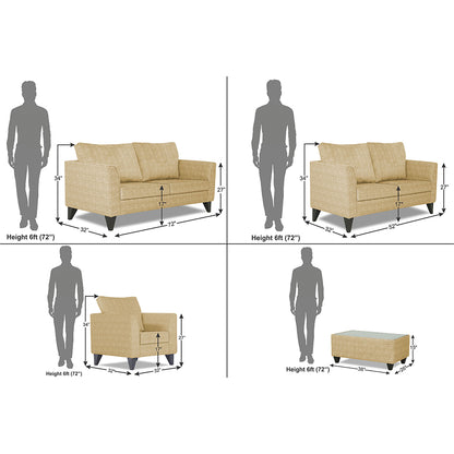 Adorn India Enzo Decent 3+2+1 6 Seater Sofa Set with Centre Table (Beige)