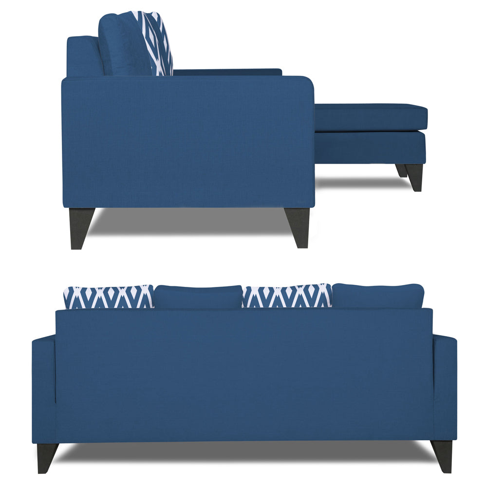Adorn India Beetle Rhombus L Shape 5 Seater Sofa Set RHS (Blue) (3 Year Warranty)