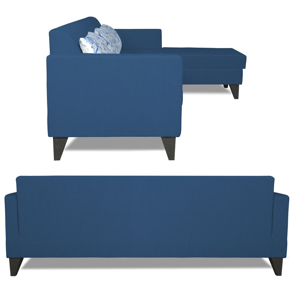 Adorn India Bladen L Shape 5 Seater Sofa Set Floral Print (Right Hand Side) (Blue)