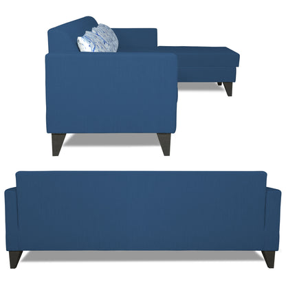 Adorn India Bladen L Shape 5 Seater Sofa Set Floral Print (Right Hand Side) (Blue)