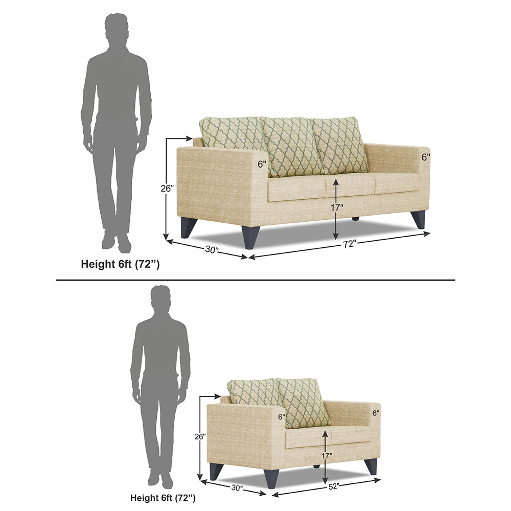 Adorn India Straight line Plus Blossom 3+2 5 Seater Sofa Set (Beige) (3 Year Warranty)
