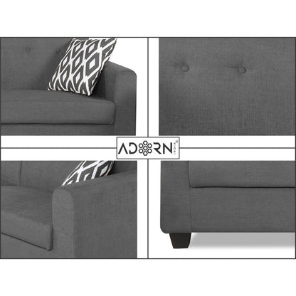 Adorn India Wood Blazer Plus 3-1-1 Five Seater Sofa Set (Grey)