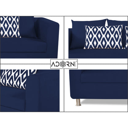Adorn India Poland 3-1-1 Five Seater Sofa Set (Blue)