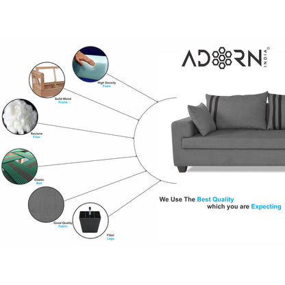 Adorn India Winston L Shape 6 Seater Sofa Set (Right Side) (Grey)