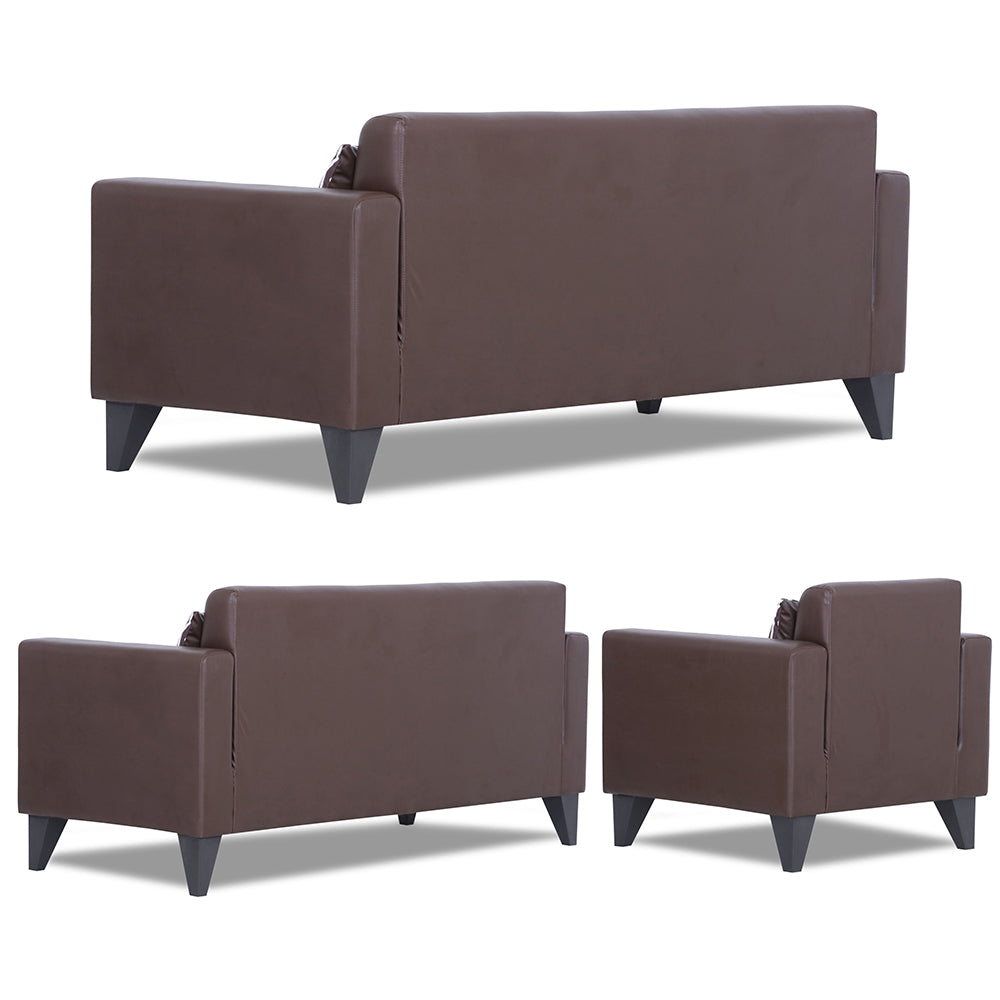 Adorn India Bladen Leatherette 3+2+1 6 Seater Sofa Set (Brown)