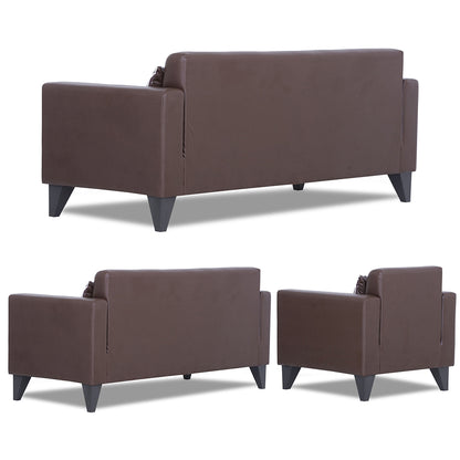 Adorn India Bladen Leatherette 3+2+1 6 Seater Sofa Set (Brown)