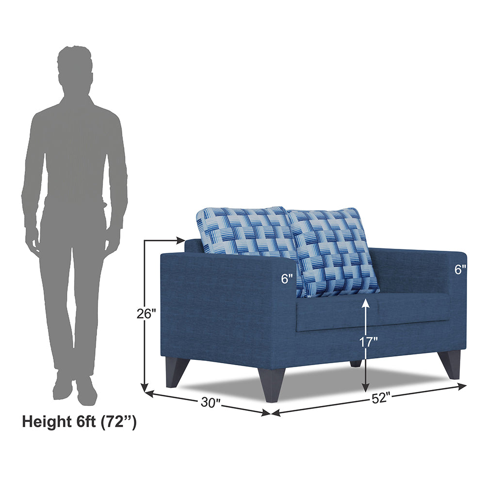 Adorn India Straight line Plus Bricks 2 Seater Sofa (Blue) (3 Year Warranty)