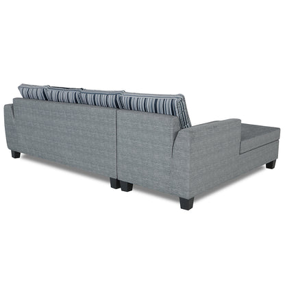Adorn India Raiden Stripes L Shape 6 Seater Sofa Set with Center Table (Left Hand Side) (Grey) (3 Year Warranty)