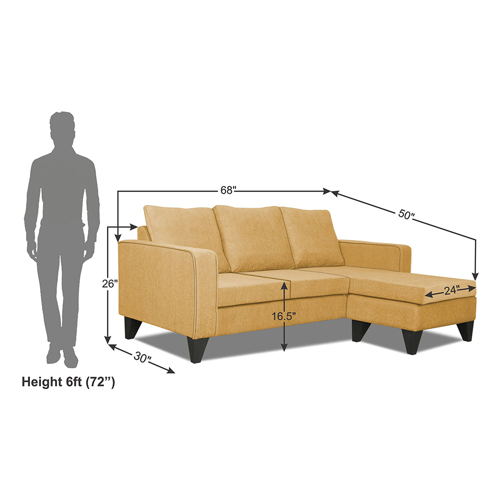 Adorn India Chandler Plain L Shape 4 Seater Sofa Set (Beige) (3 Year Warranty)