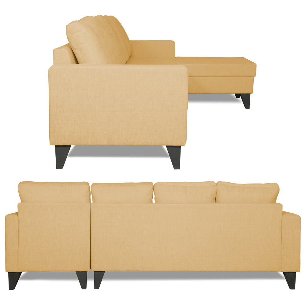 Adorn India Hallton Plain L Shape 6 Seater Sofa Set RHS (Beige) (3 Year Warranty)