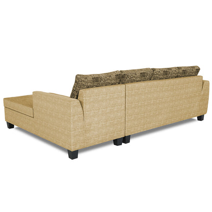 Adorn India Raiden Crafty L Shape 6 Seater Sofa Set with Center Table (Right Hand Side) (Beige) (3 Year Warranty)