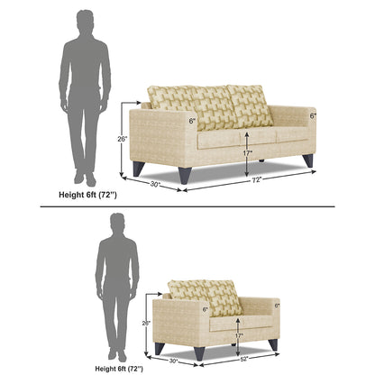Adorn India Straight line Plus Bricks 3+2 5 Seater Sofa Set (Beige) (3 Year Warranty)
