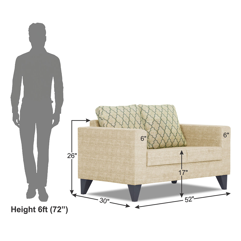 Adorn India Straight line Plus Blossom 2 Seater Sofa (Beige) (3 Year Warranty)