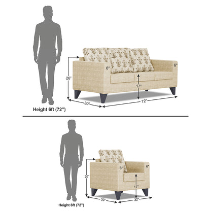 Adorn India Straight line Plus Leaf 3+1+1 5 Seater Sofa Set (Beige) (3 Year Warranty)
