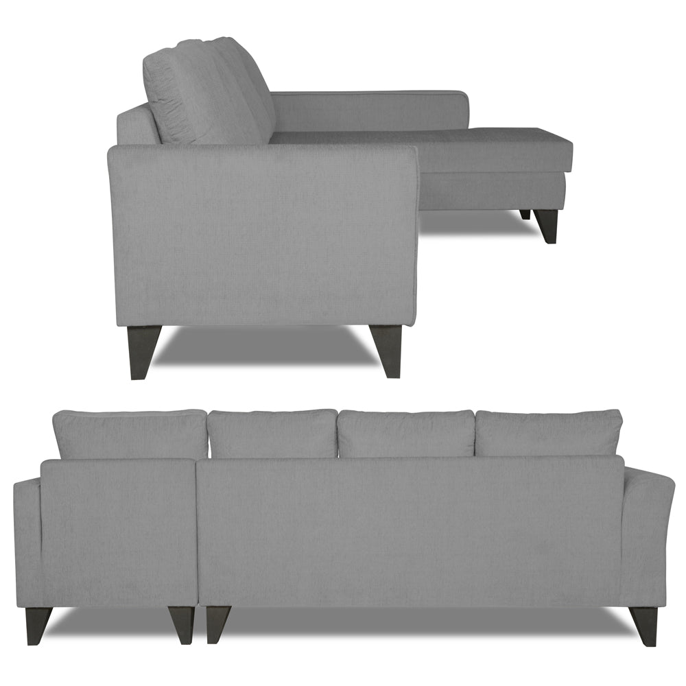 Adorn India Maddox Plain L Shape 6 Seater Sofa Set RHS (Grey) (3 Year Warranty)