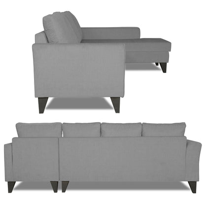 Adorn India Maddox Plain L Shape 6 Seater Sofa Set RHS (Grey) (3 Year Warranty)
