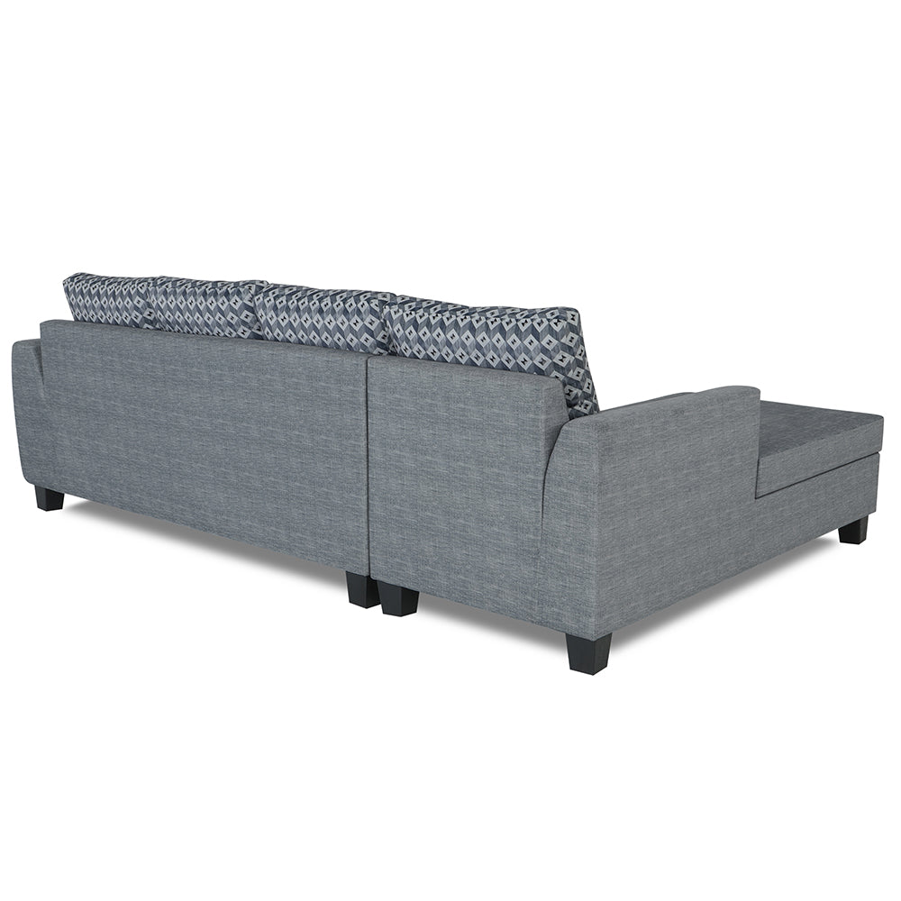 Adorn India Raiden Bricks Premium L Shape 6 Seater Sofa Set with Center Table (Left Hand Side) (Grey) (3 Year Warranty)