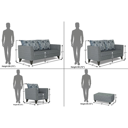 Adorn India Sheldon Crafty 3+2+1 6 Seater Sofa Set with Centre Table (Grey)