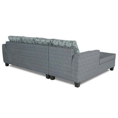 Adorn India Raiden Damask L Shape 6 Seater Sofa Set with Center Table (Left Hand Side) (Grey) (3 Year Warranty)