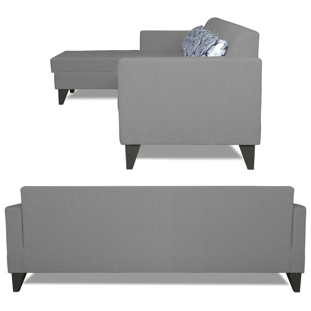 Adorn India Bladen L Shape 5 Seater Sofa Set Floral Print (Left Hand Side) (Grey)