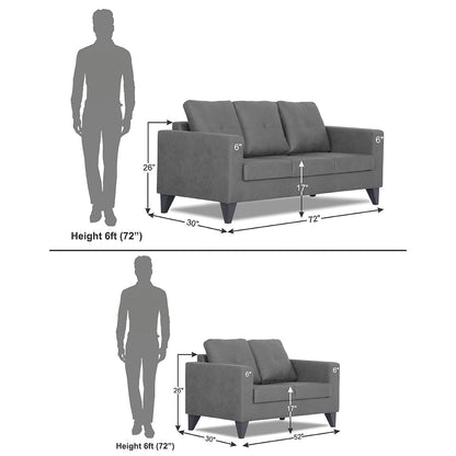 Adorn India Straight line Plus Premium Leatherette Suede 3+2 5 Seater Sofa Set (Grey) (3 Year Warranty)