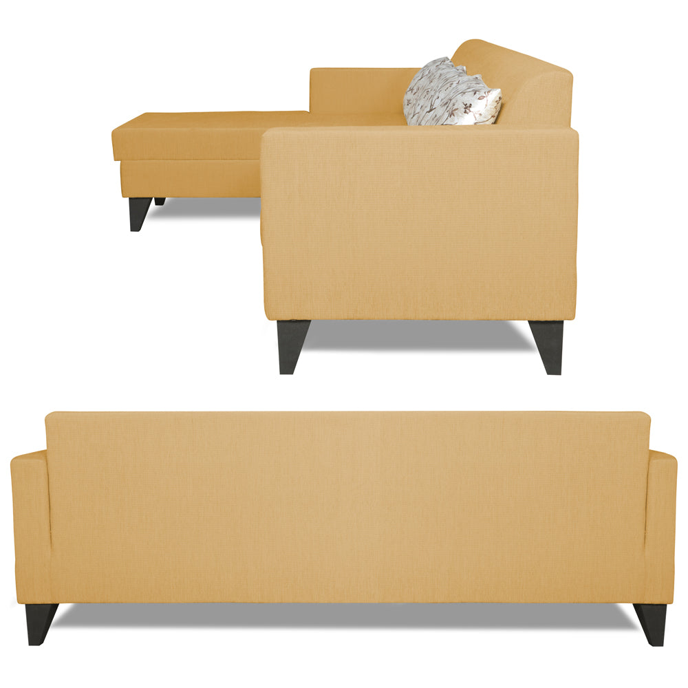 Adorn India Bladen L Shape 5 Seater Sofa Set Floral Print (Left Hand Side) (Beige)