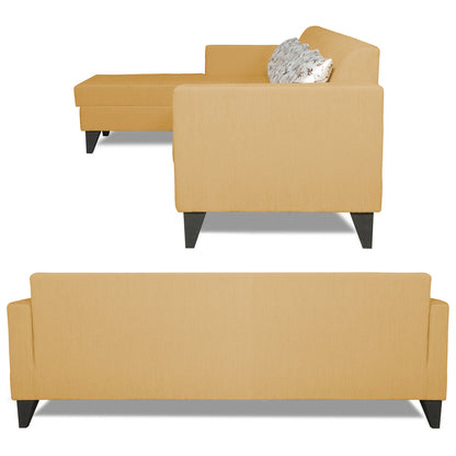 Adorn India Bladen L Shape 5 Seater Sofa Set Floral Print (Left Hand Side) (Beige)