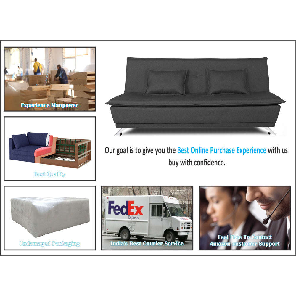Adorn India Arden 4 Seater Sofa Cum Bed 4 x 6 (Dark Grey) (3 Year Warranty)