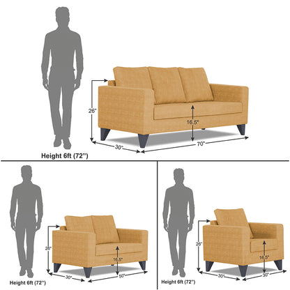 Adorn India Wood Hallton Plain 3+2+1 6 Seater Sofa Set (Beige) (3 Year Warranty)
