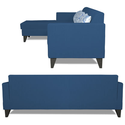 Adorn India Bladen L Shape 5 Seater Sofa Set Floral Print (Left Hand Side) (Blue)