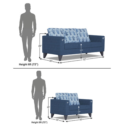 Adorn India Straight line Plus Leaf 3+2 5 Seater Sofa Set (Blue) (3 Year Warranty)