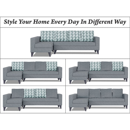 Adorn India Beetle Plus Bricks L Shape 6 Seater Sofa Set (Left Hand Side) (Grey) (3 Year Warranty)