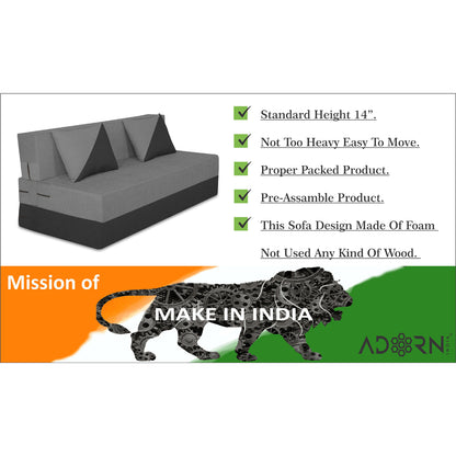 Adorn India Easy Desmond 3 Seater Sofa Cum Bed 5 X 6 (Grey & Black) (1 Year Warranty)