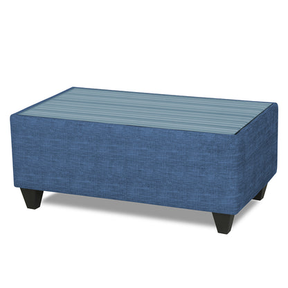 Adorn India Lawson Stripes 3+2+1 6 Seater Sofa Set with Centre Table (Blue)