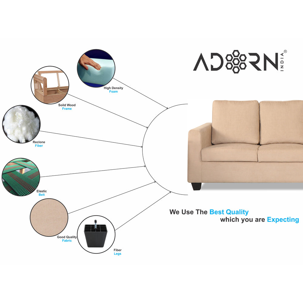 Adorn India Wood Russell 3-1-1 Five Seater Sofa Set (Beige)