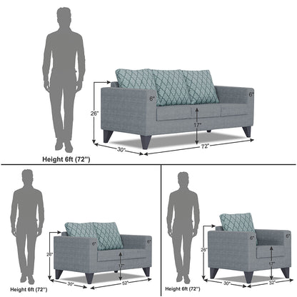 Adorn India Straight line Plus Blossom 3+2+1 6 Seater Sofa Set (Grey) (3 Year Warranty)