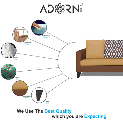 Adorn India Beetle Rhombus L Shape 5 Seater Sofa Set RHS (Brown & Beige) (3 Year Warranty)