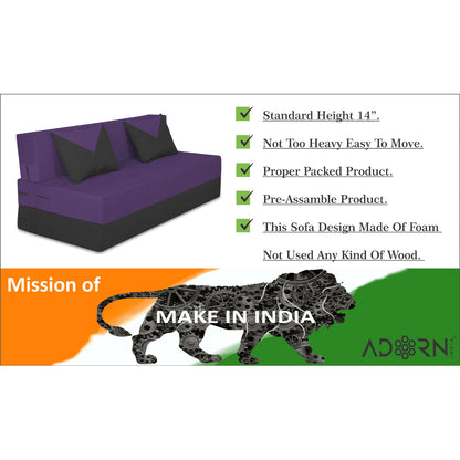 Adorn India Easy Boom 4 Seater Sofa Cum Bed 6 x 6 (Purple & Black) (1 Year Warranty)