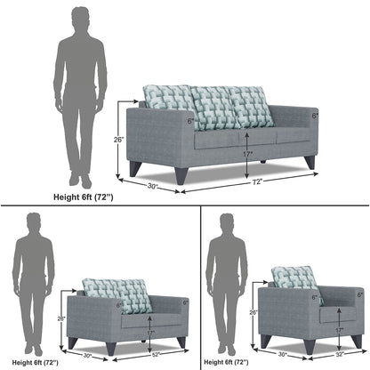 Adorn India Straight line Plus Bricks 3+2+1 6 Seater Sofa Set (Grey) (3 Year Warranty)