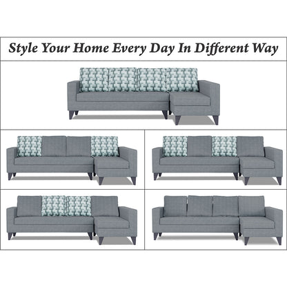 Adorn India Beetle Plus Bricks L Shape 6 Seater Sofa Set (Right Hand Side) (Grey) (3 Year Warranty)