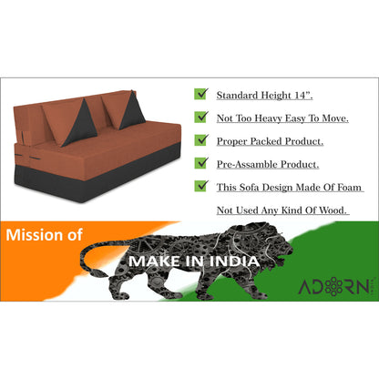 Adorn India Easy Desmond 2 Seater Sofa Cum Bed 4 x 6 (Rust & Black) (1 Year Warranty)