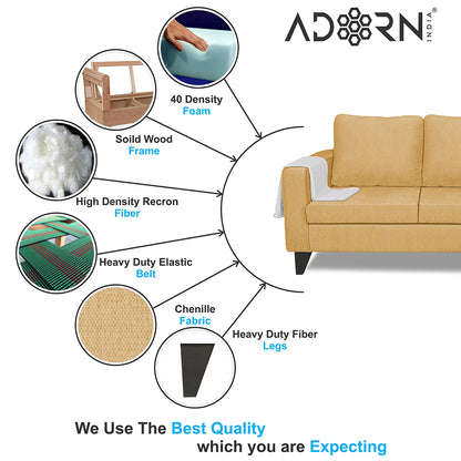 Adorn India Chandler Plain L Shape 4 Seater Sofa Set (Beige) (3 Year Warranty)