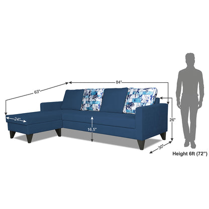 Adorn India Hallton L Shape 5 Seater Sofa Set Digitel Print (Left Hand Side) (Blue) (3 Year Warranty)