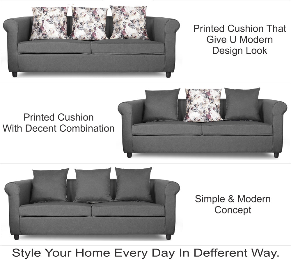 Adorn India Magnum 3 Seater Sofa (Light Grey), Wood, Foam
