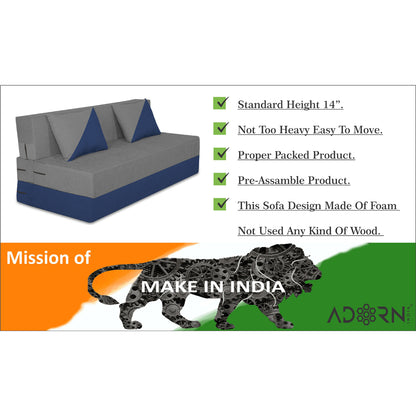 Adorn India Easy Desmond 3 Seater Sofa Cum Bed 5 X 6 (Blue & Grey) (1 Year Warranty)
