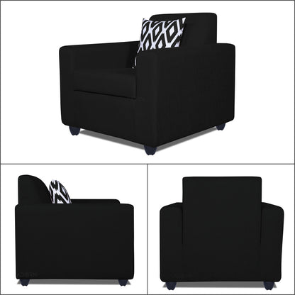 Adorn India Monteno Six Seater 3+2+1 Sofa Set (Black) (3 Year Warranty)