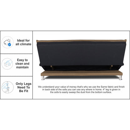 Adorn India Exclusive Two Tone Arden 4 Seater Sofa Cum Bed 4 x 6 (Camel & Black) (3 Year Warranty)