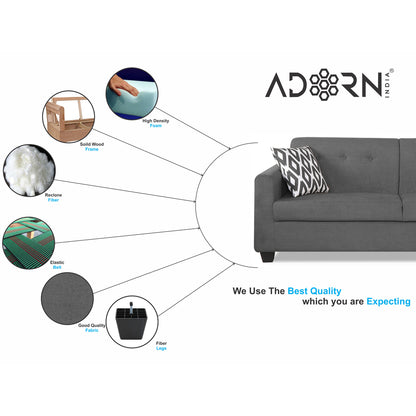 Adorn India Wood Blazer Plus 3-1-1 Five Seater Sofa Set (Grey)
