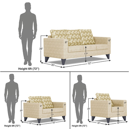 Adorn India Straight line Plus Bricks 3+2+1 6 Seater Sofa Set (Beige) (3 Year Warranty)