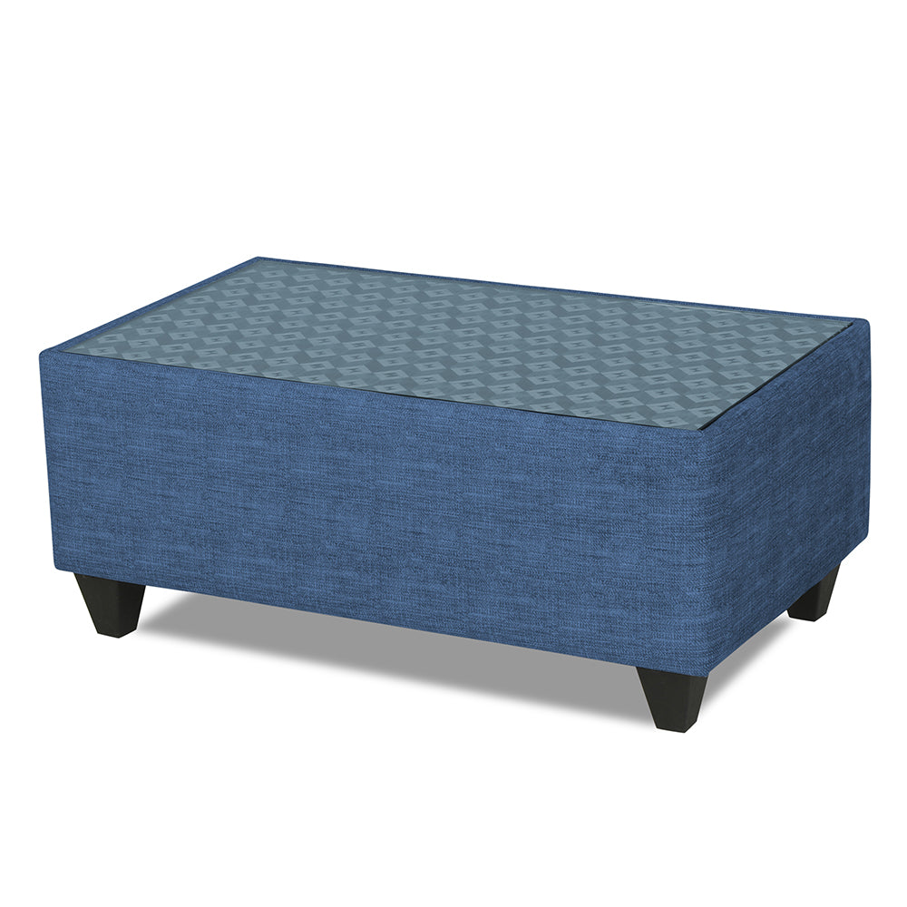 Adorn India Tornado Bricks 3+1+1 5 Seater Sofa Set with Centre Table (Blue)